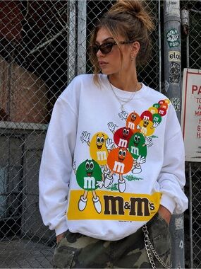 RARE M&M'S Vintage 1991 Sweatshirt Sweater Crew Unisex M-L Made in Canada